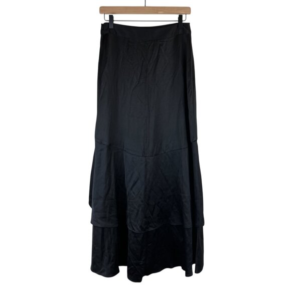 NWT Express Black Satin Ruffle Flounce High Low Maxi Skirt - Picture 7 of 7